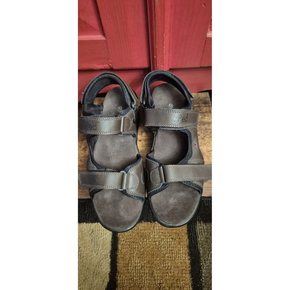 iPed 9 Brown Leather Rocker Bottom Sandals  Orthopedic Comfort Walking Shoes EUC